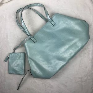 NWOT Free People Blue Vegan Leather Weekender
